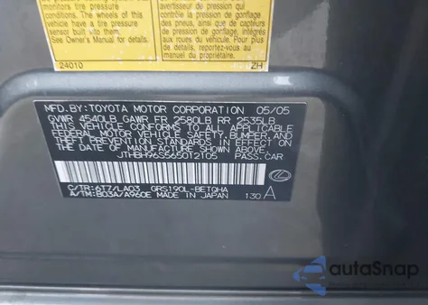 2006 Lexus Gs 300 z USA, uszkodzony, nr VIN JTHBH96S565012105